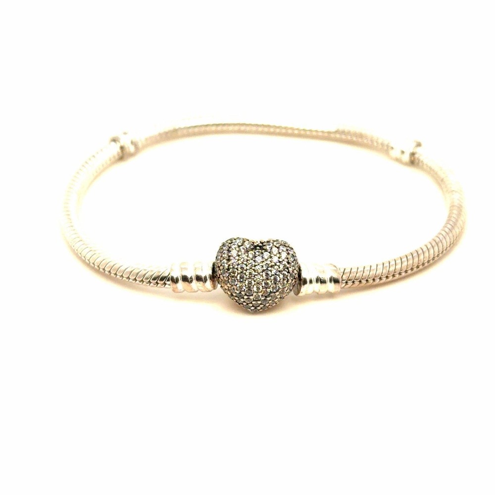 Pandora Pave Cz Heart Clasp Bracelet